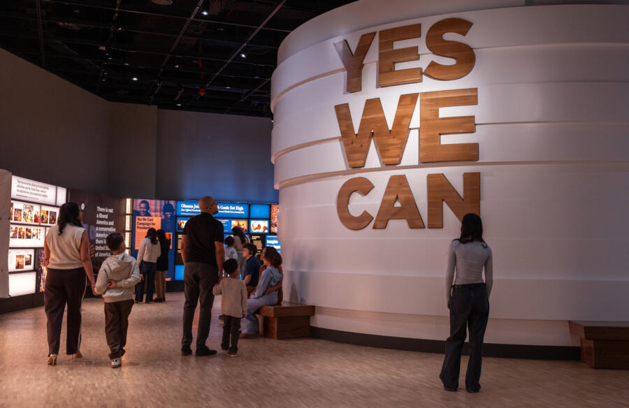 Visitors experience the 'Yes We Can' installation at the Obama Presidential Center Museum in Chicago, IL on March 1, 2026. (The Obama Foundation)